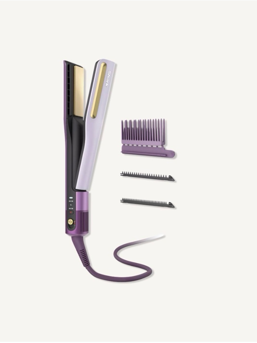 Purple Ceramic Hair Straightener with Interchangeable Combs -